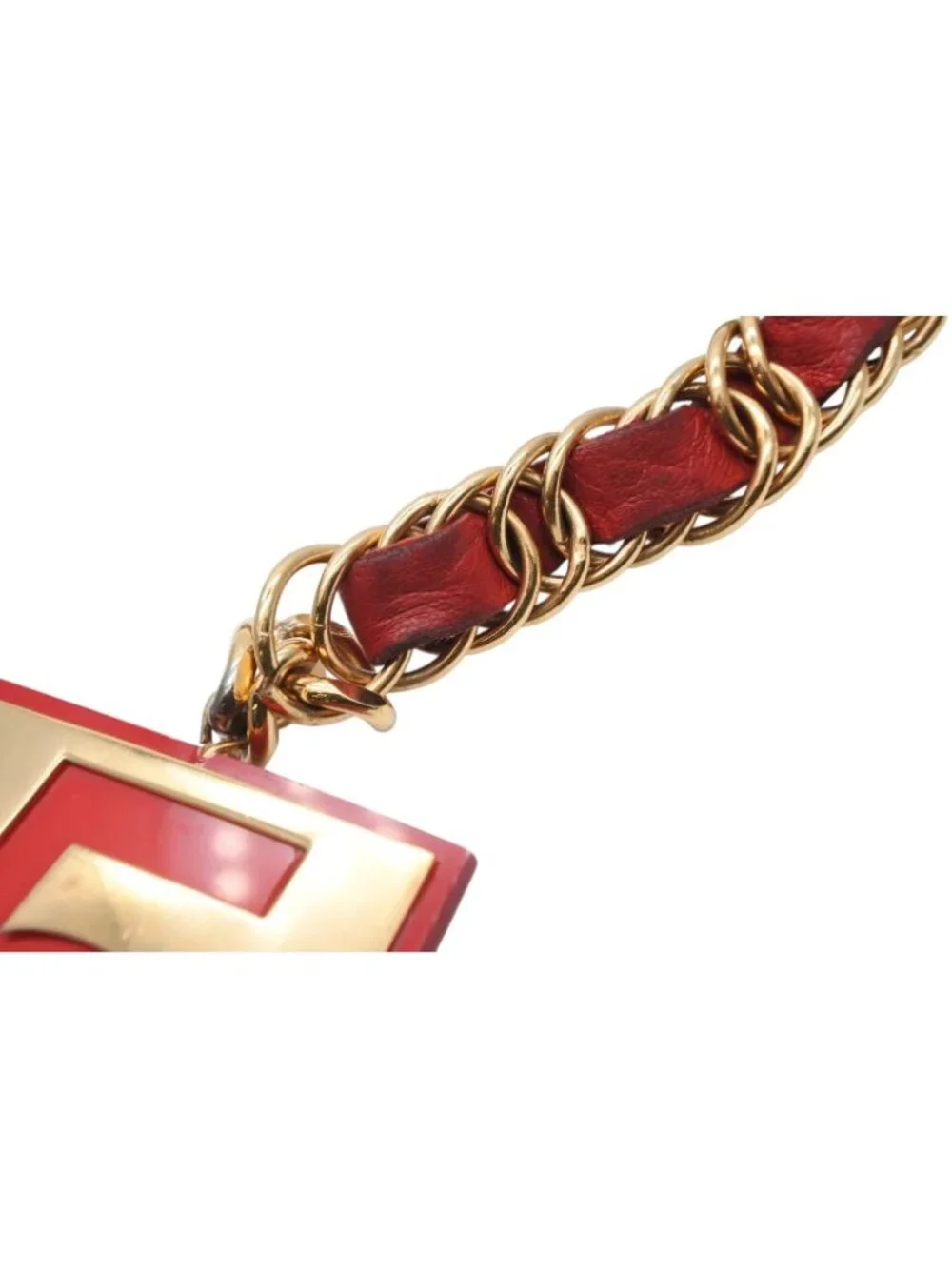Chanel Vintage Chain Belt CC Logo No 5 Leather Metal Gold Plated